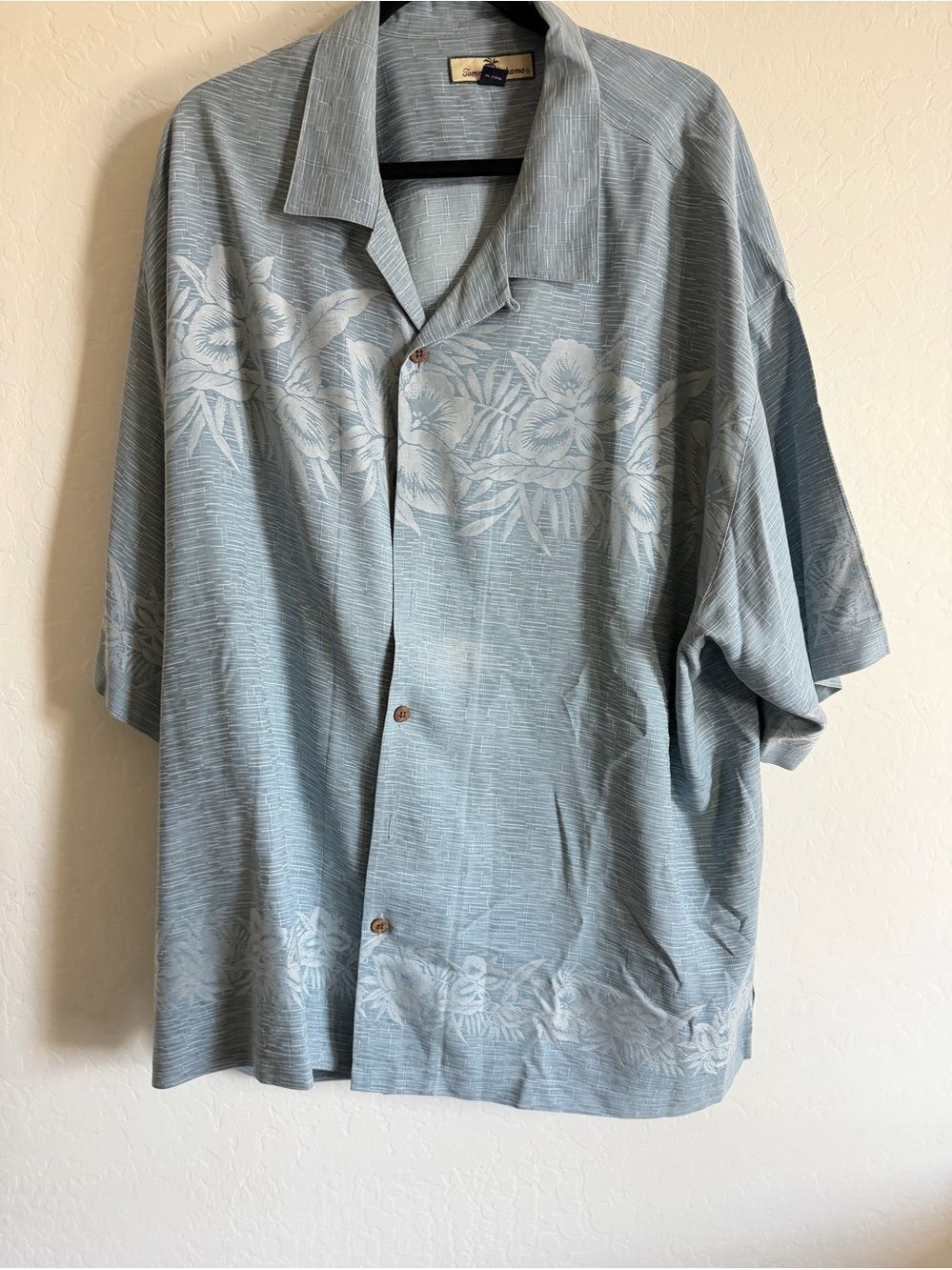 Tommy Bahama 100% Silk Floral Palm Print Button Up Shirt Men’s 2XL